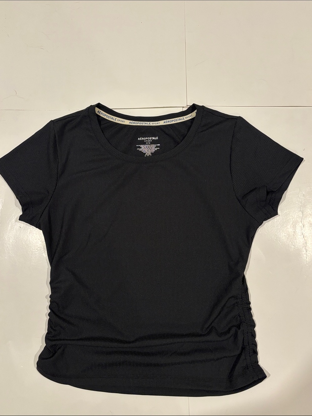Aeropostale sport women’s black ribbed short-sleeve top size medium